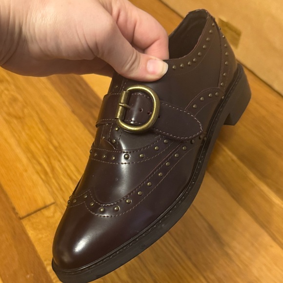 Marc Fisher Dark Burgundy Leather Oxfords Size 8 - Picture 6 of 10